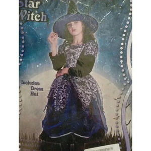 Girls Purple Witch costume Halloween Dress And Hat Small 4-6